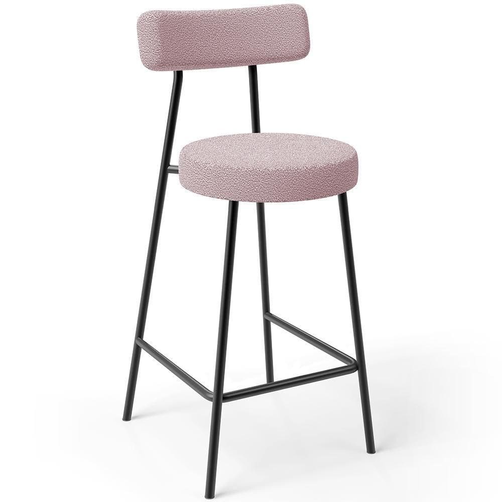 Banqueta Baixa Para Cozinha Sala De Jantar Bar Bancada Milão L02 Bouclê Rosê -LyamDecor
