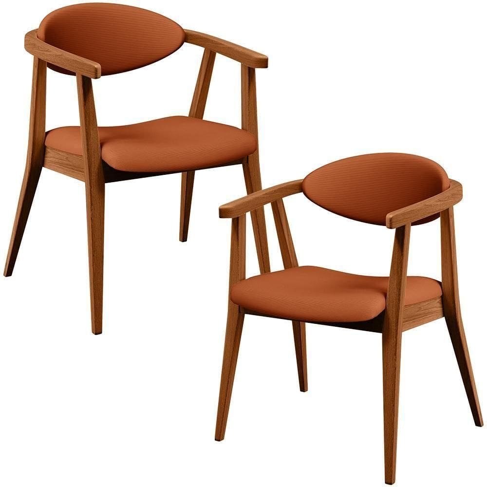 Kit 02 Poltronas Decorativas Para Sala De Estar Jantar Cecília B04 Tecido Terracota - Lyam Decor