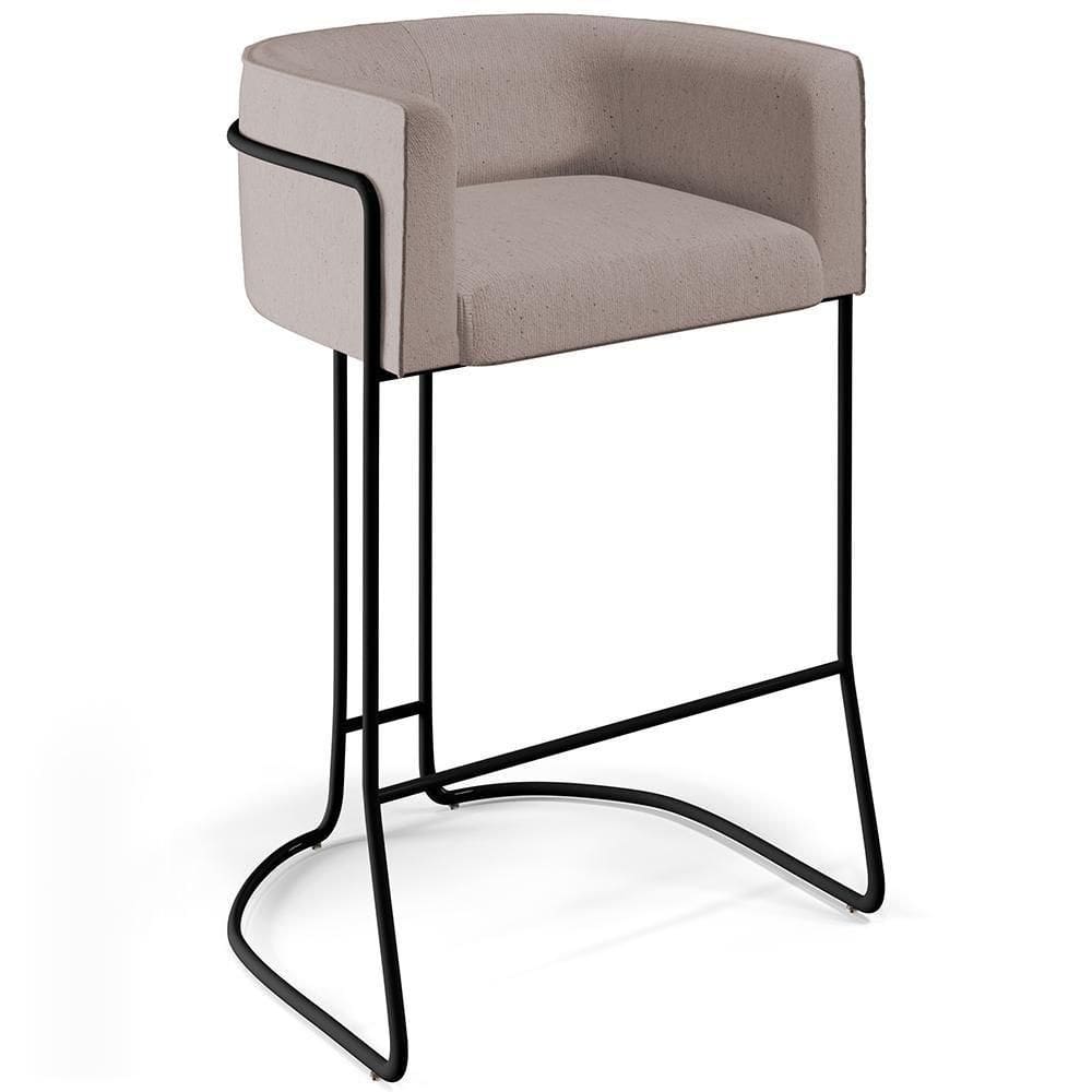 Banqueta Decorativa Base De Aço Preto Betina D02 Bege C-107