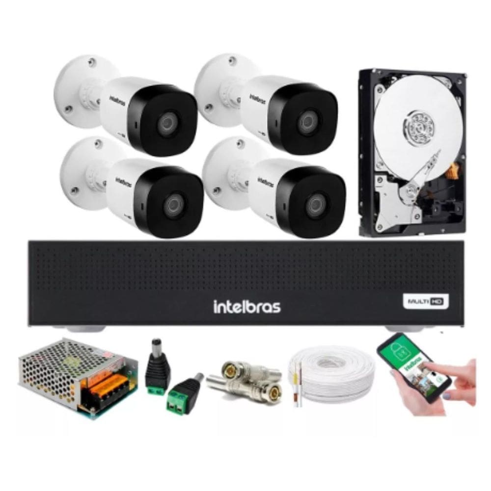 Kit 4 Cameras Intelbras 1120B Dvr 8 Ch Intelbras Hd 500Gb