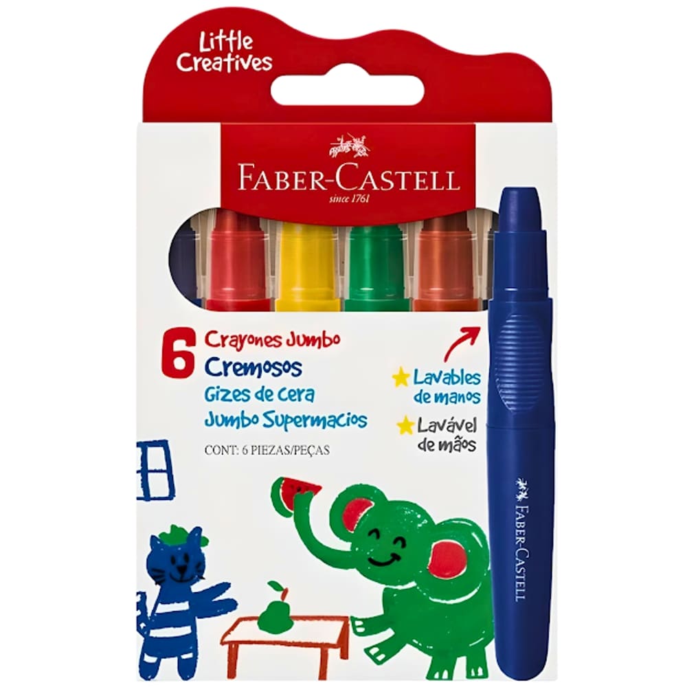 Giz De Cera Jumbo 6 Cores Supermacio Creatives Faber Castell