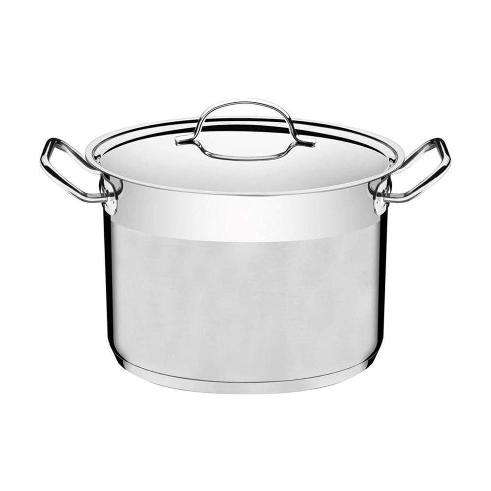 Caldeirão Professional Em Aço Inox Fundo Triplo Com Tampa Plana Detalhe Satinado 28 Cm 11