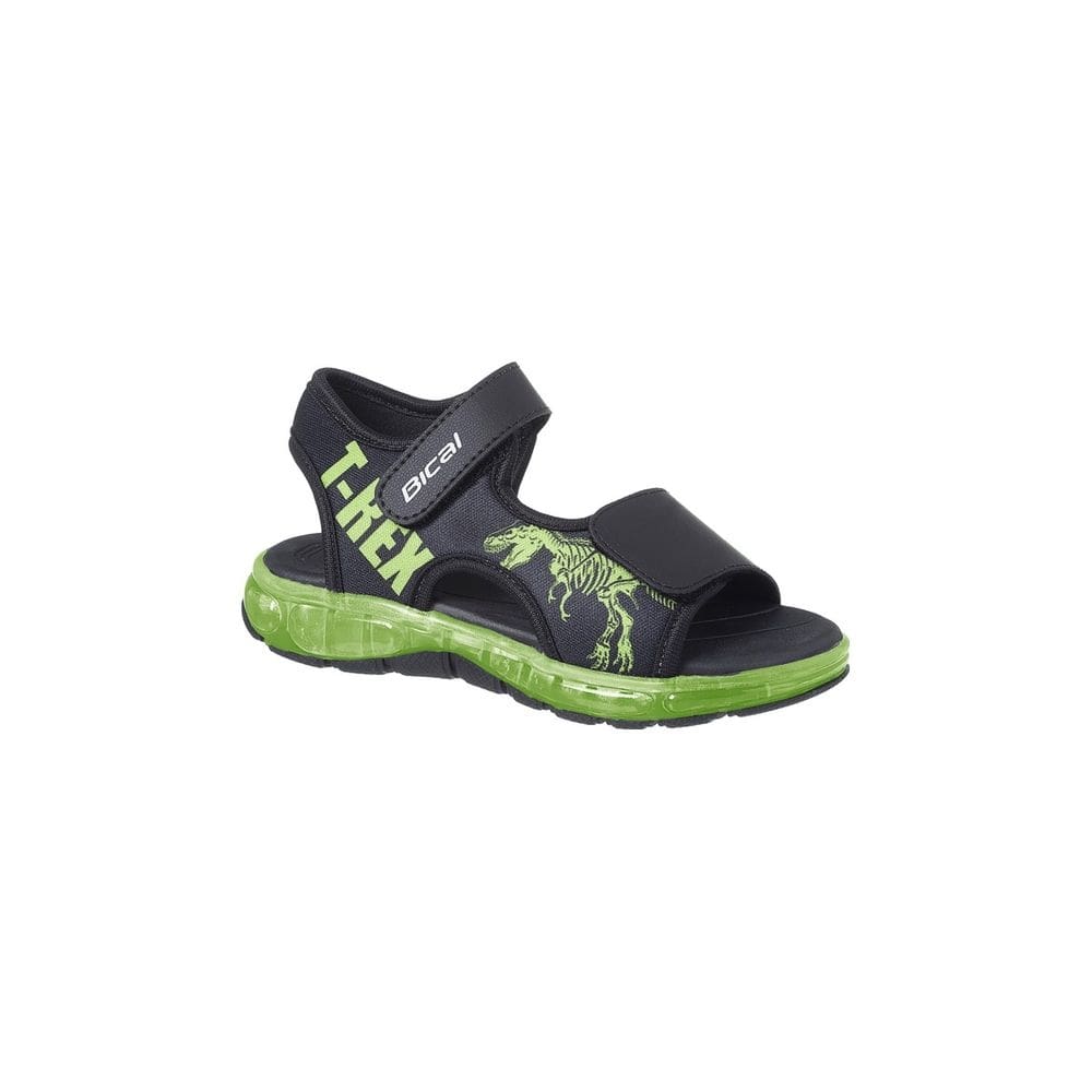 Sandália Infantil Masculina Bical Flash T-Rex Preto/Amarelo
