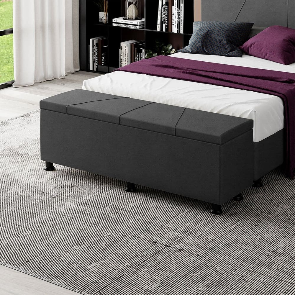 Baú Sapateira Estofada Casal  Júpiter Veludo SkyBox