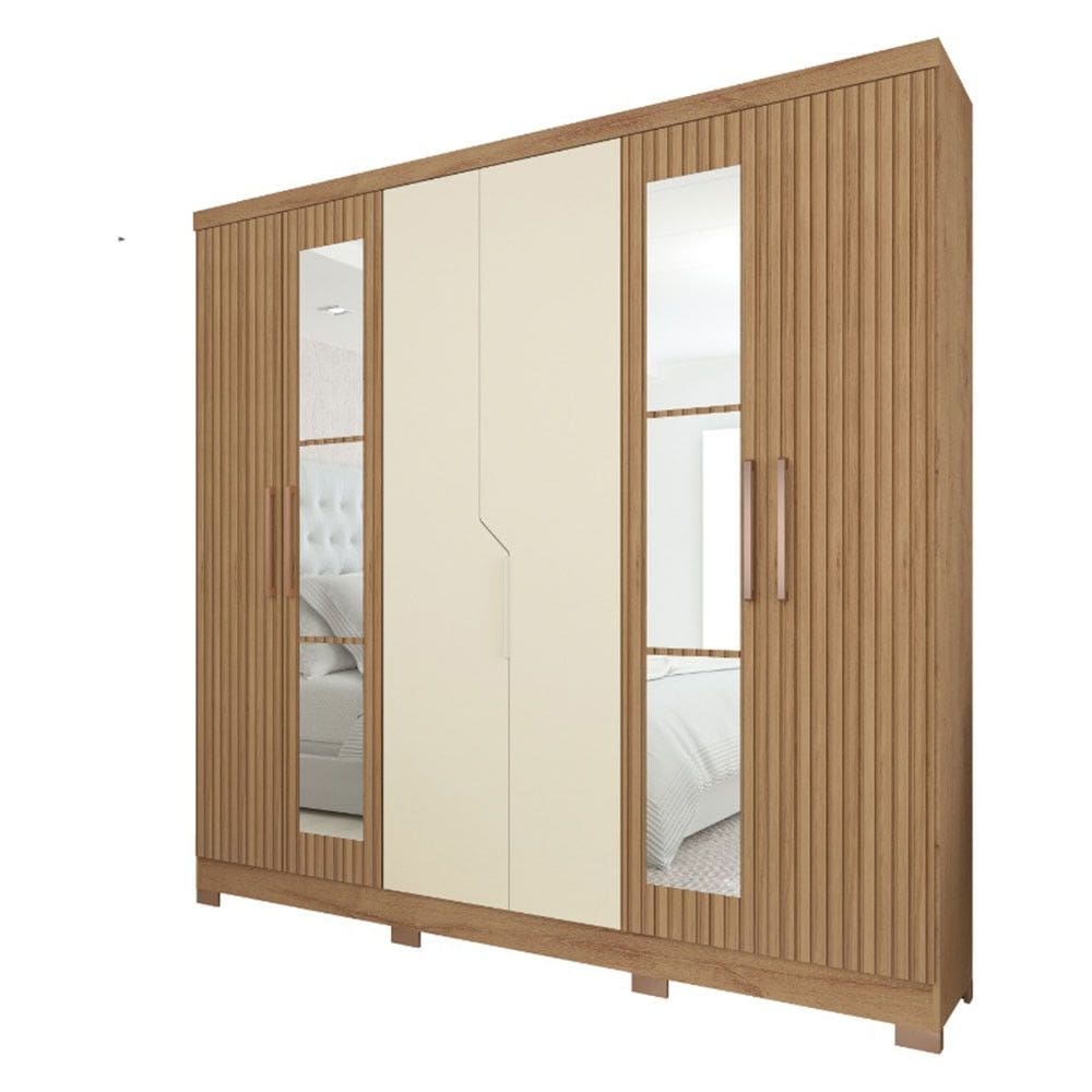 Guarda Roupa Casal 6 Portas 4 Gavetas Com Espelhos E Pés Chicago Atualle