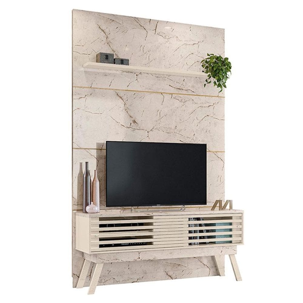 Estante Home Theater com Bancada Frizz Premium Calacata Off White - Madetec
