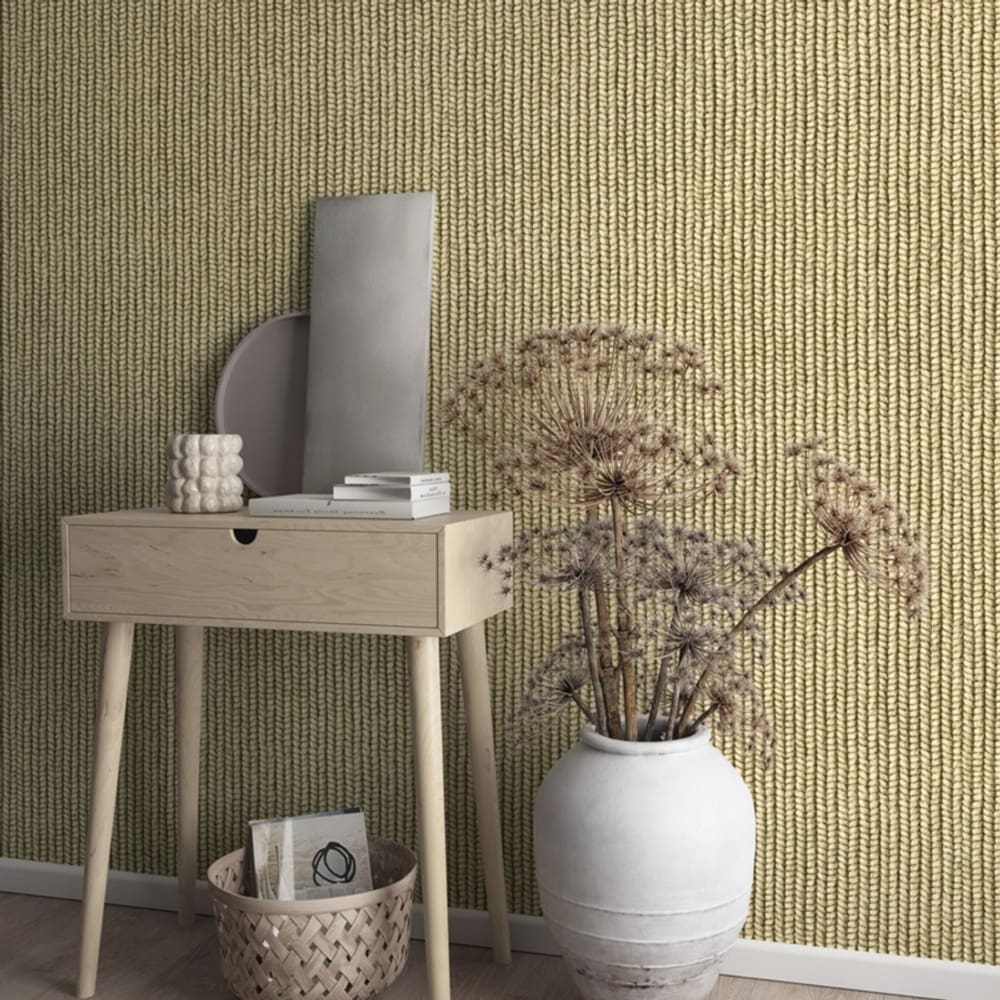 Papel de Parede Struktura Aspecto Têxtil Amarelo 45750