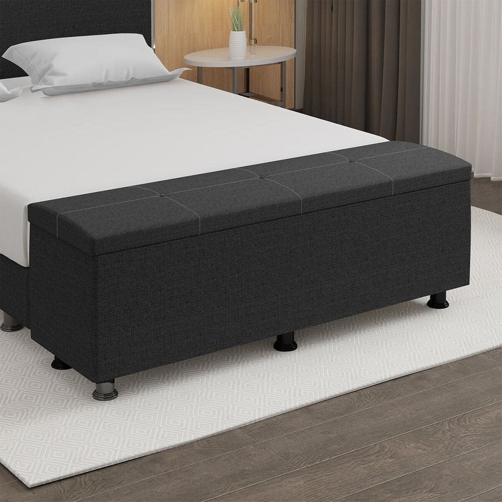 Baú Sapateira Estofada King Size Terra Linho SkyBox