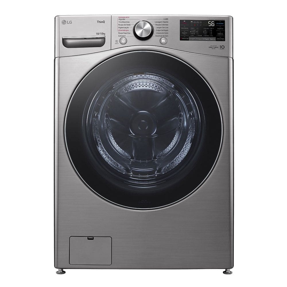 Lava e Seca LG 18kg, Wi-Fi, Motor Inverter Direct Drive, WD18SV2S6B, Inox Look 220V
