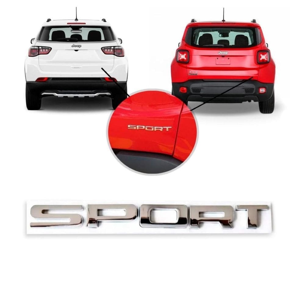 Letreiro sport renegade e compass 2015 a 2020 cromado