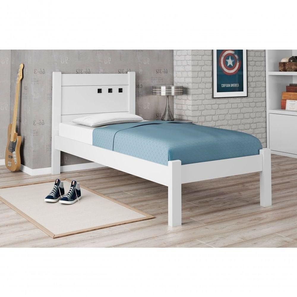 Cama Solteiro Paola Ii Branco Com Colchão