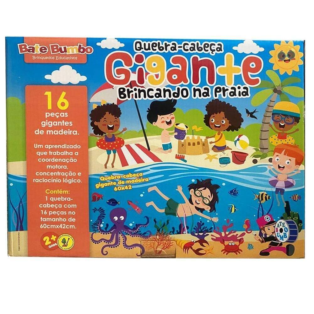 Meu primeiro quebra-cabeça gigante brincando na praia em mdf