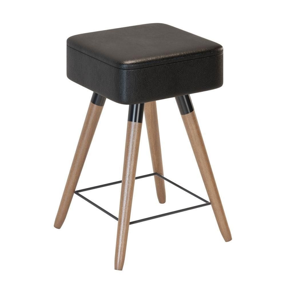 Banco Baixo Retrô Quadrado Charlie Preto