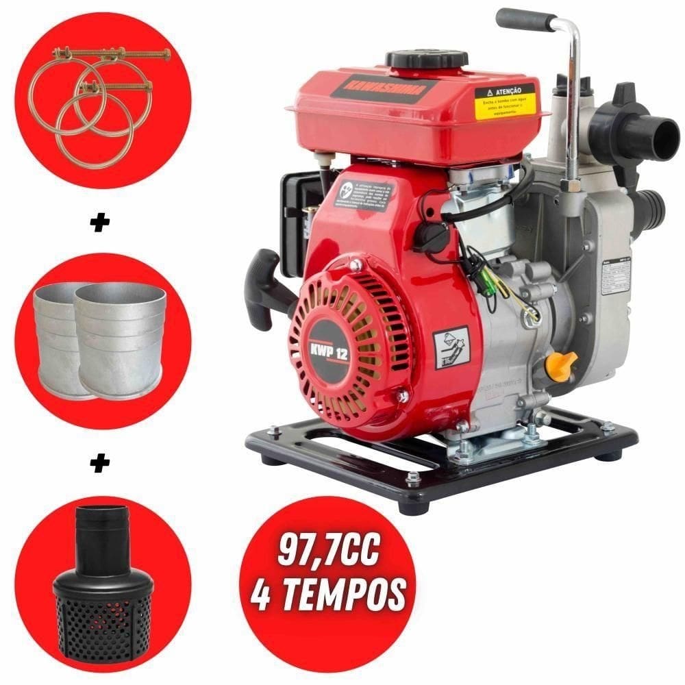 Motobomba 4t 97,7cc 2,4hp à Gasolina Com Vazão De 14m3/h