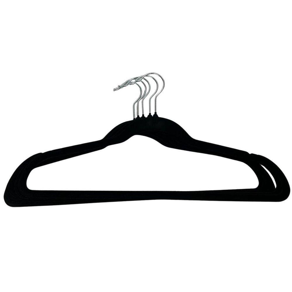 Kit 5 Cabides Preto Aveludados Para Guarda Roupas