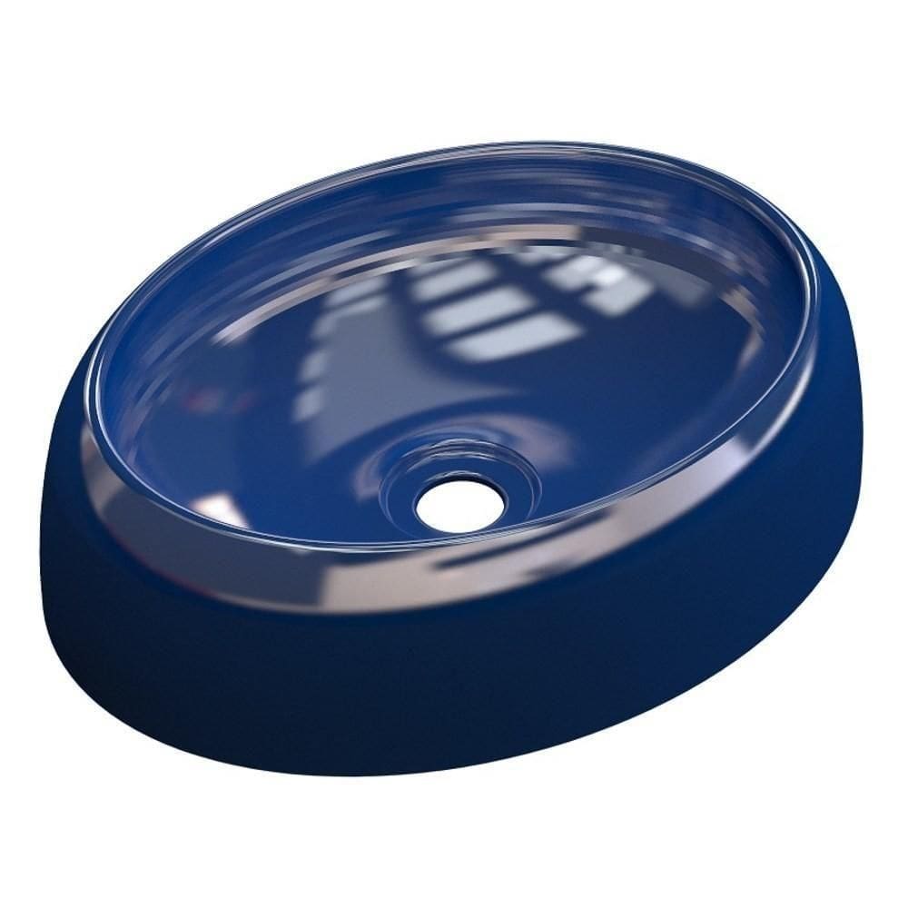 Cuba Pia De Apoio Para Banheiro Oval Capri Ov39W C08 Azul Escuro