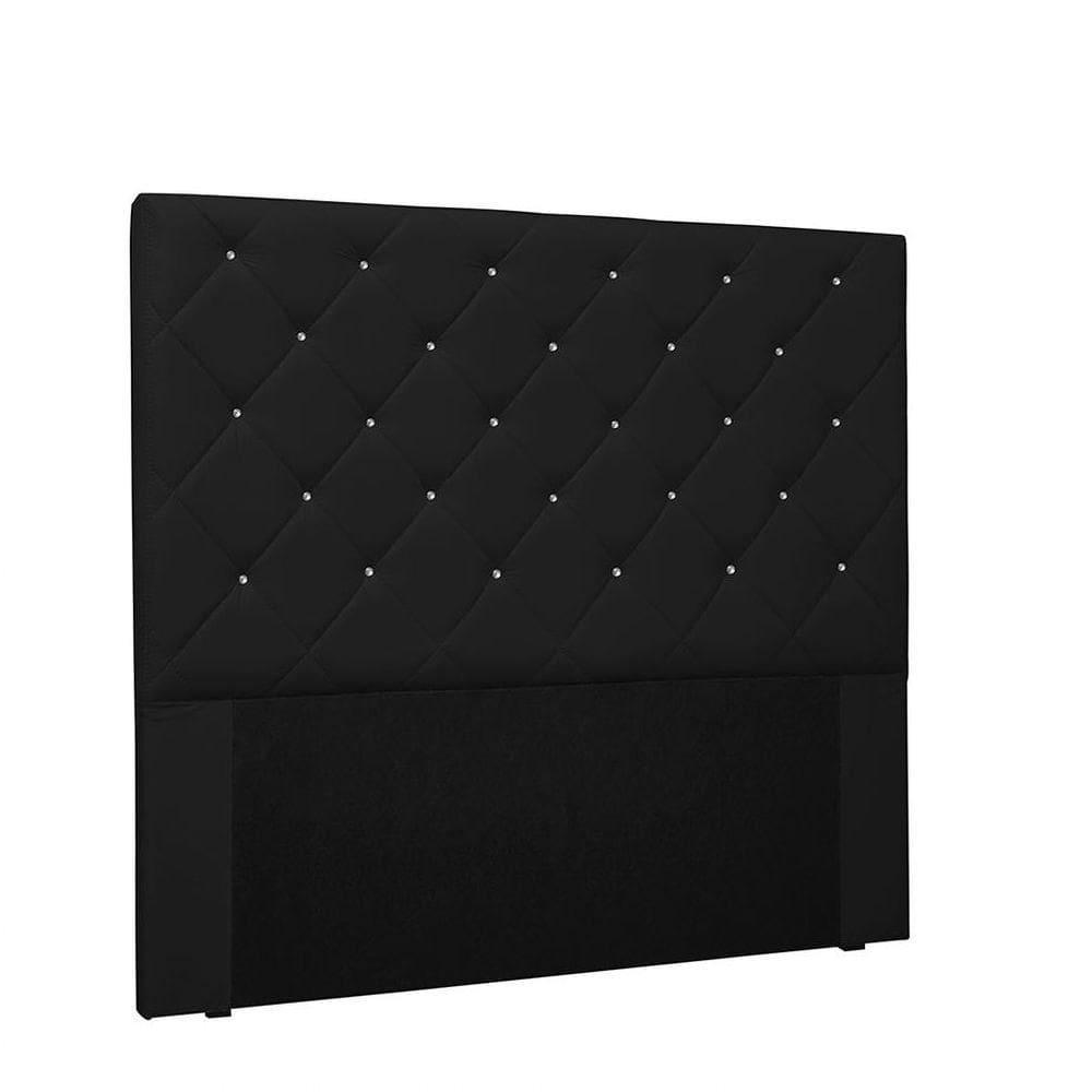 Cabeceira Tania Cama Box Queen 160 Cm Corino Preto