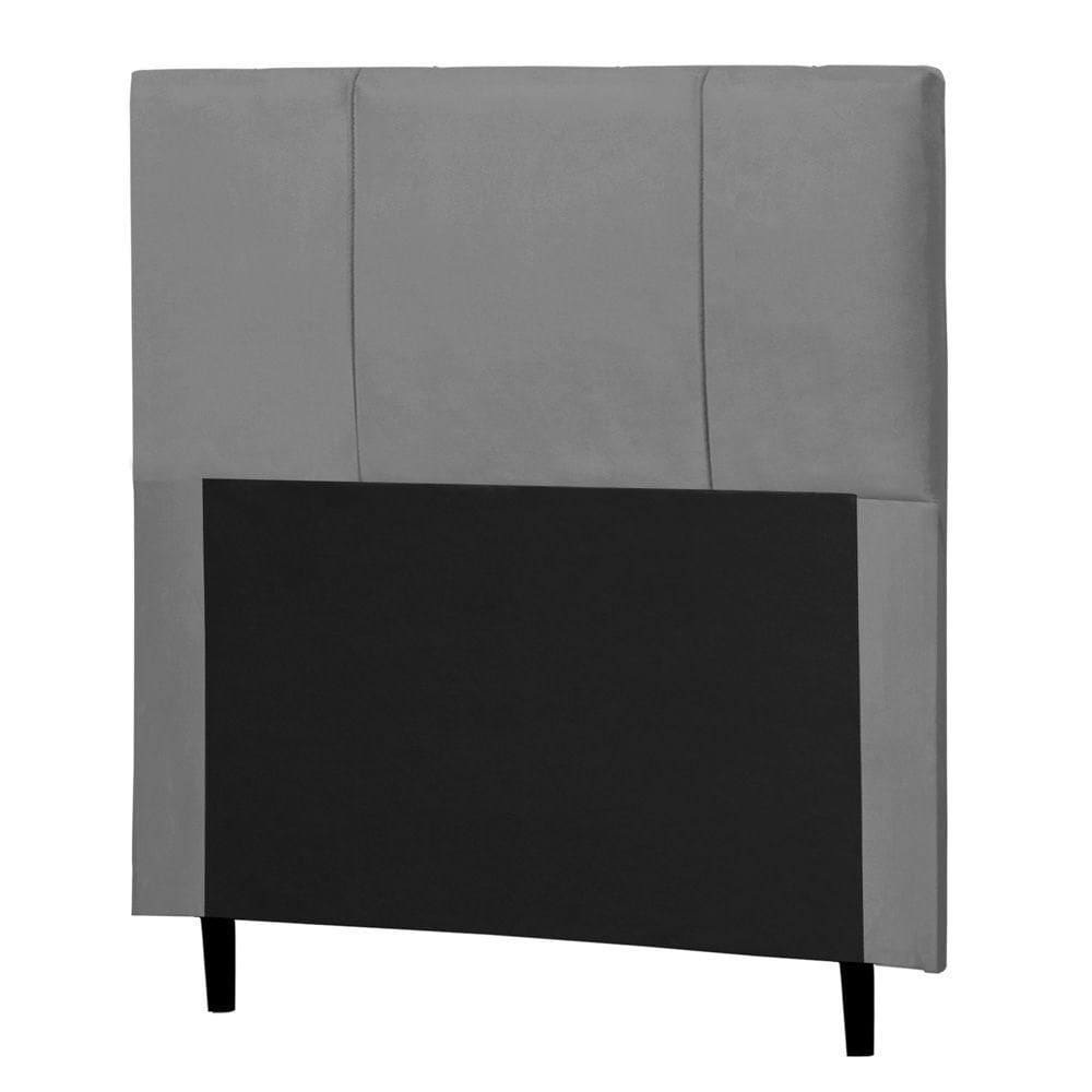 Cabeceira Cama Box Solteiro Donna 90cm Suede Cinza