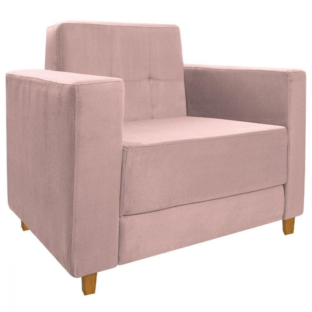 Poltrona Decorativa Denver Linho Rosê