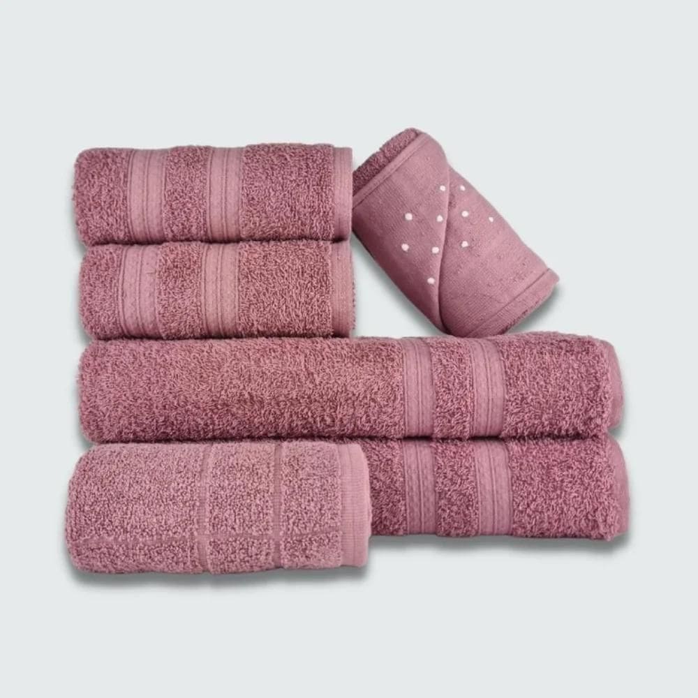 Jogo De Toalha 6 Pçs Gigante Felpuda Lisboa Rose