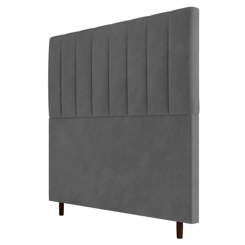 Cabeceira Cama Box Solteiro Itália 90cm Suede Cinza