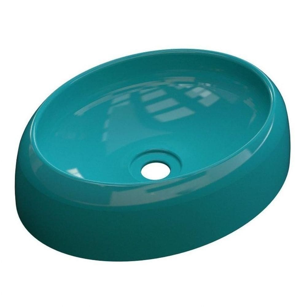 Cuba Pia De Apoio Para Banheiro Oval Capri Ov39w C08 Azul Turquesa