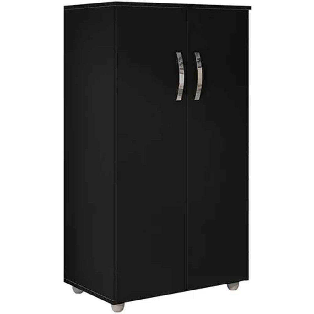 Armário Multiuso Rosa 2 Portas 3 Prateleiras Preto