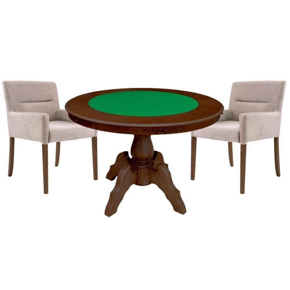 Mesa de Jogos Redonda Montreal com 2 Cadeiras Nude