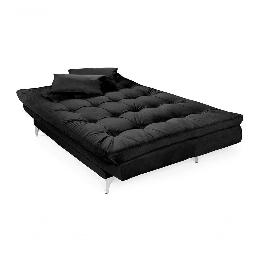 Sofá Cama Versátil Pés De Alumínio Espuma D33 Cor:preto 381