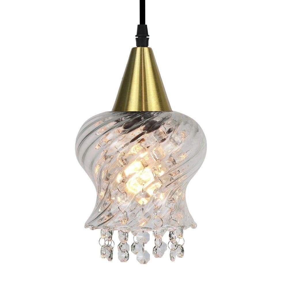 Lustre Pendente Taschibra Cristal Aisha Rigato E27 Transparente Bivolt Ouro