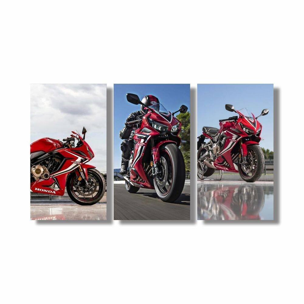 Quadro Decorativo Cbr 650 Vermelha Corrida Rodas Motocicleta