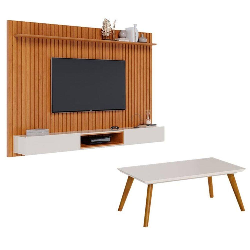 Painel Suspenso Loft 2.2 com mesa de Centro Classic Nature Off White - Imcal