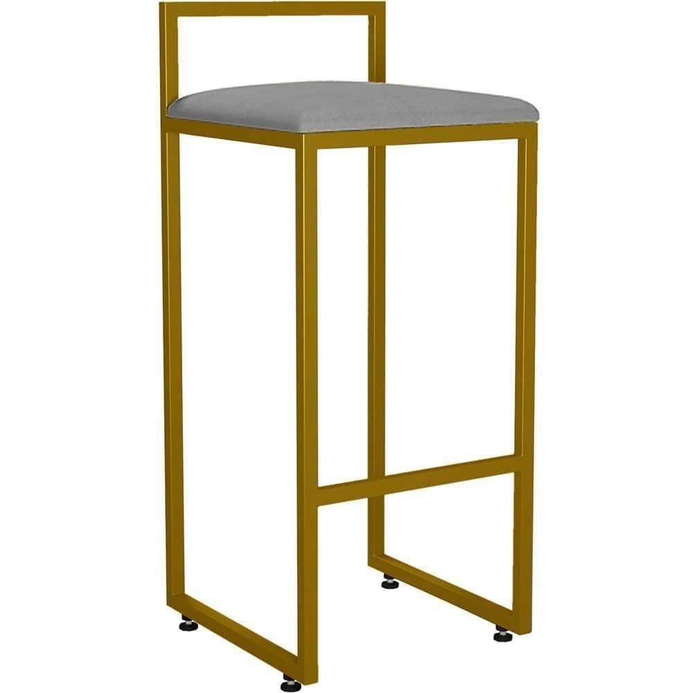 Banqueta Alta Cozinha Hanna L02 Dourado Corano Cinza