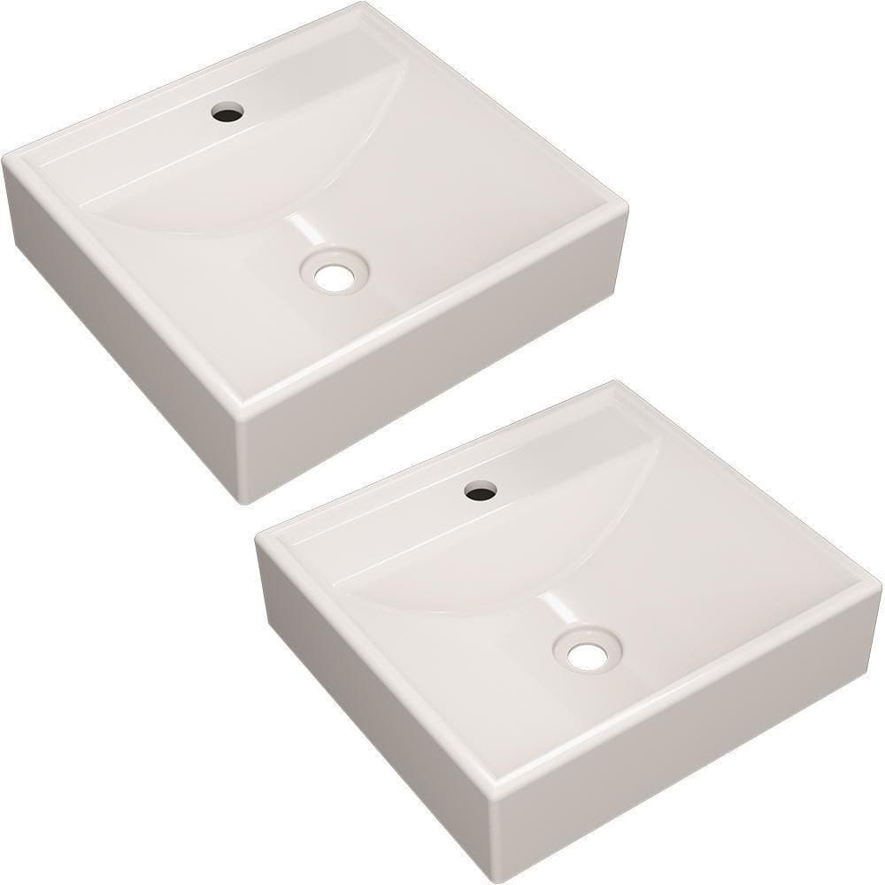 Kit 02 Cubas De Apoio Quadrada Banheiro Lavabo C01 Q39W Bege