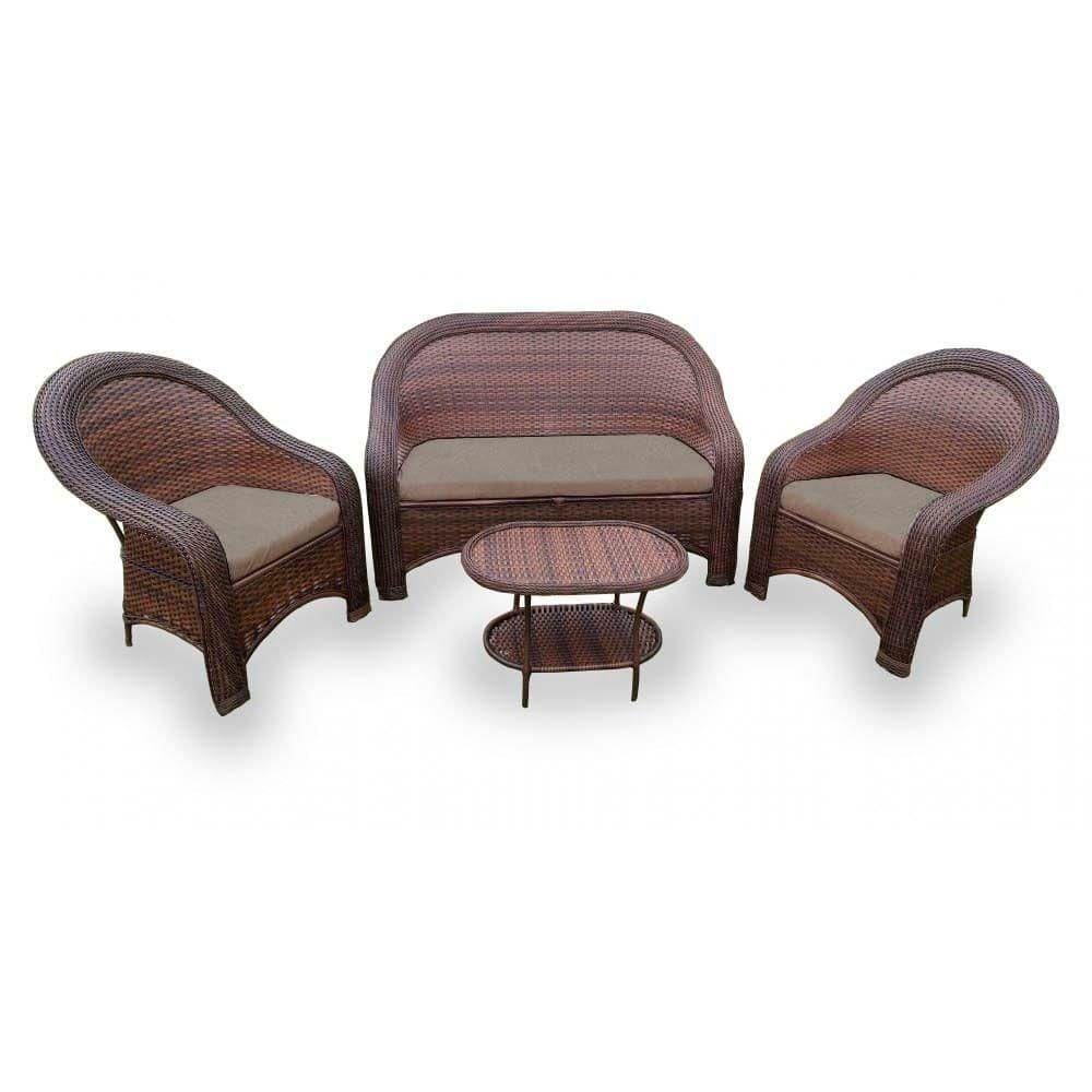 Conjunto De Sofá Fibra Sintética Karibe-1 Sofá 2L+2 Poltronas+1 Mesa Centro- Duna 2 Fendi