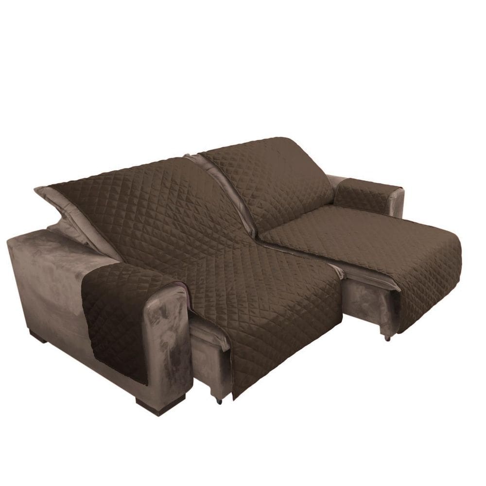 Capa de sofá 1,80m retratil reclinavel tabaco com bolso 2l