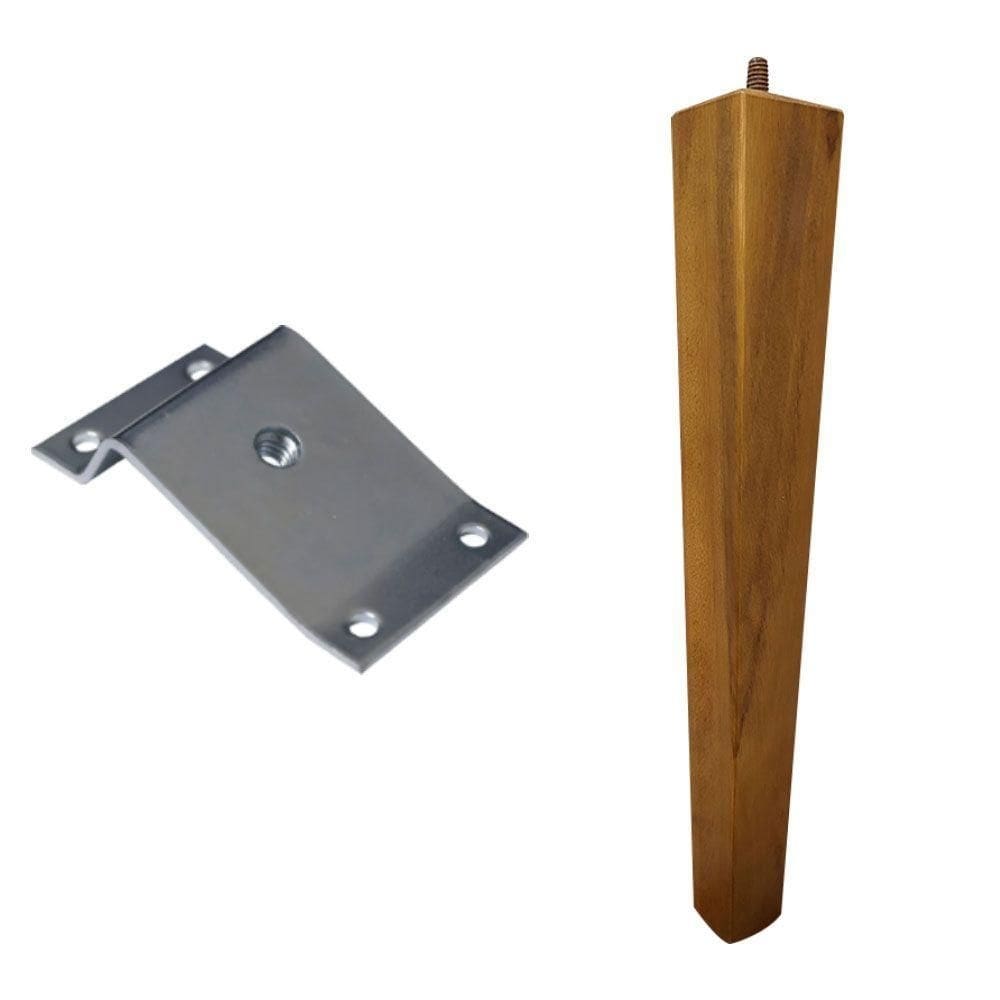 Pé Palito Madeira Quadrado 30Cm E Chapinha Aço Inclinada 15º Mel/Zincado G75 / G59 - Gran Belo