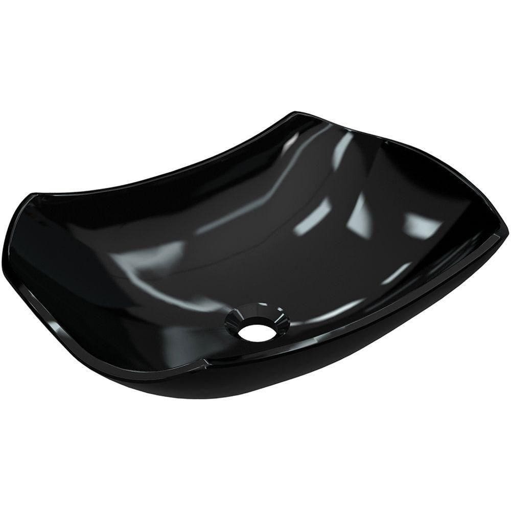 Cuba De Apoio Abaulada C01 Banheiro Lux L42 Preto Brilho