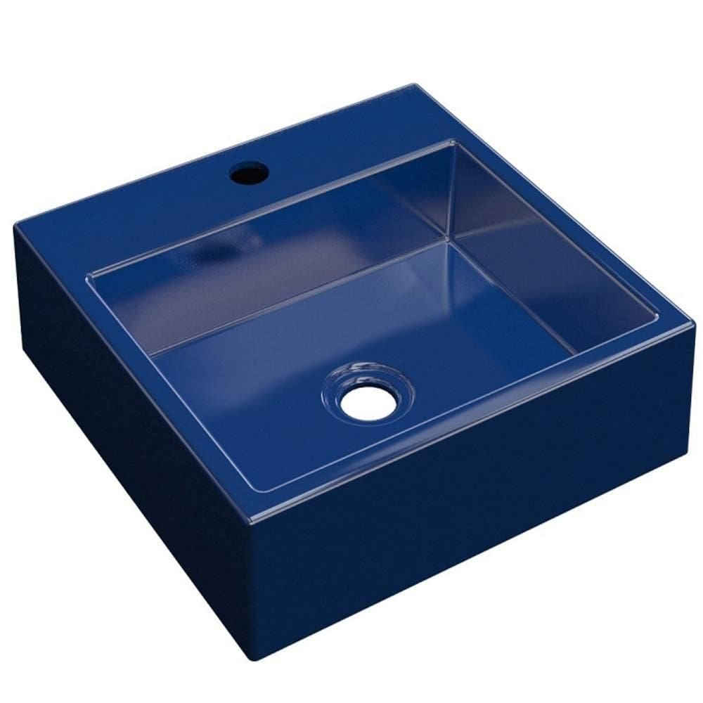 Cuba De Apoio Para Banheiro Quadrada 35X35Cm Azul Escuro
