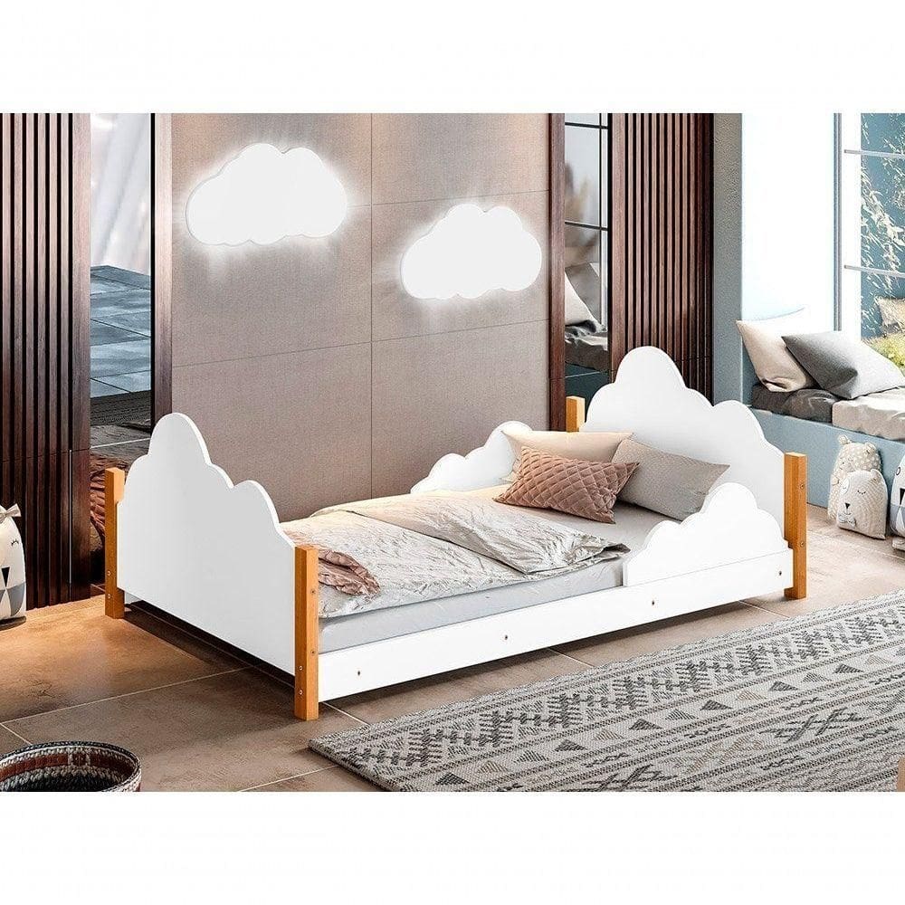 Cama Infantil Com Grade Cristal Branco Com Colchão