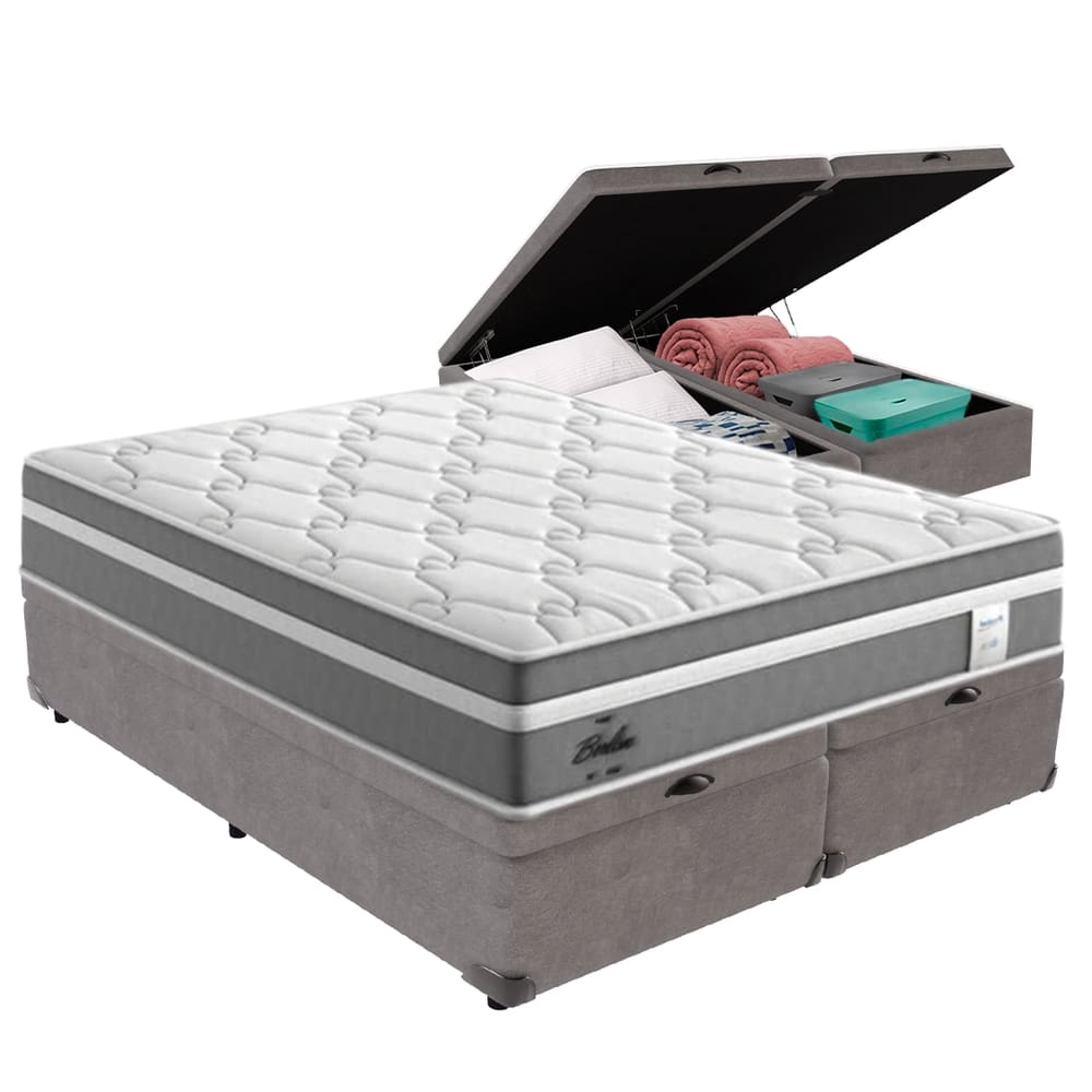 Cama Box Baú Queen e Colchão Molas Ensacadas Berlim Probel