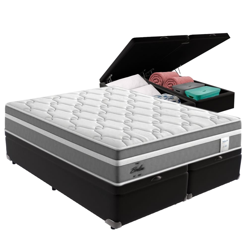 Cama Box Baú Queen e Colchão Molas Ensacadas Berlim Probel