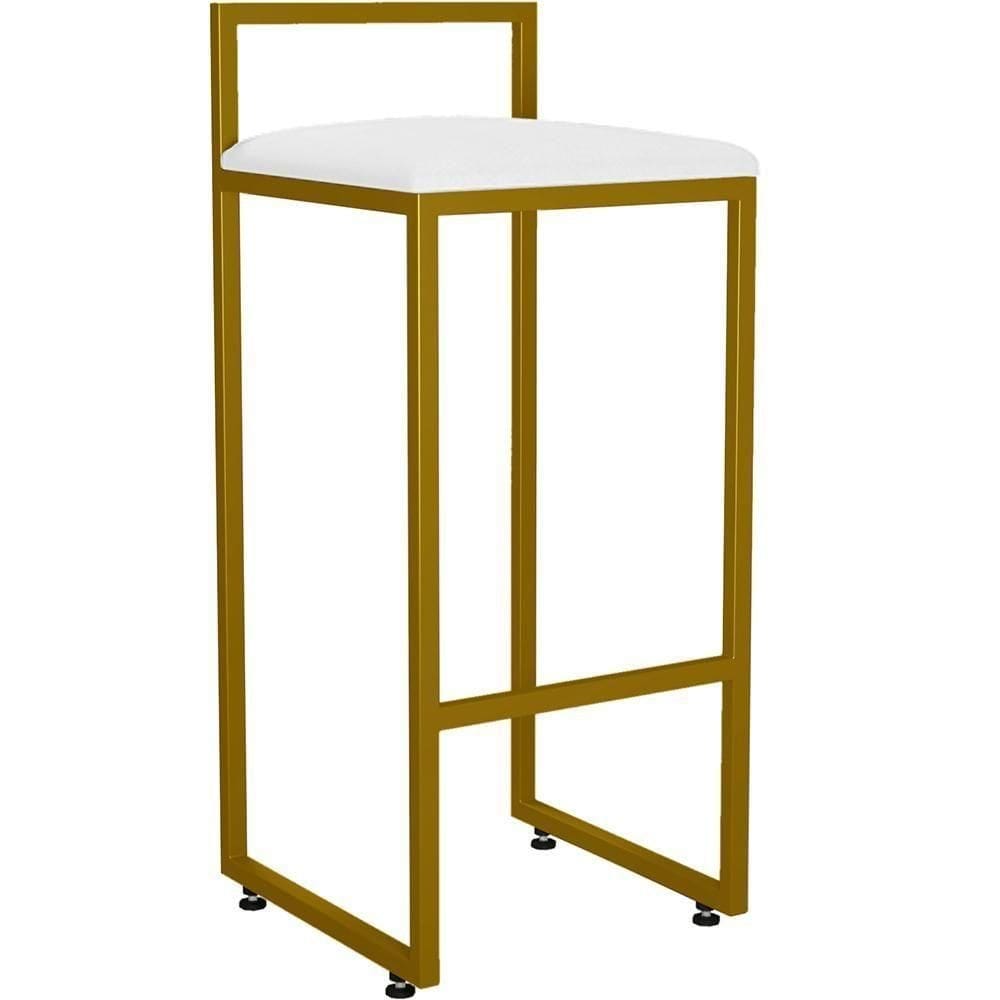 Banqueta Alta Para Cozinha Hanna L02 Dourado Corano Branco