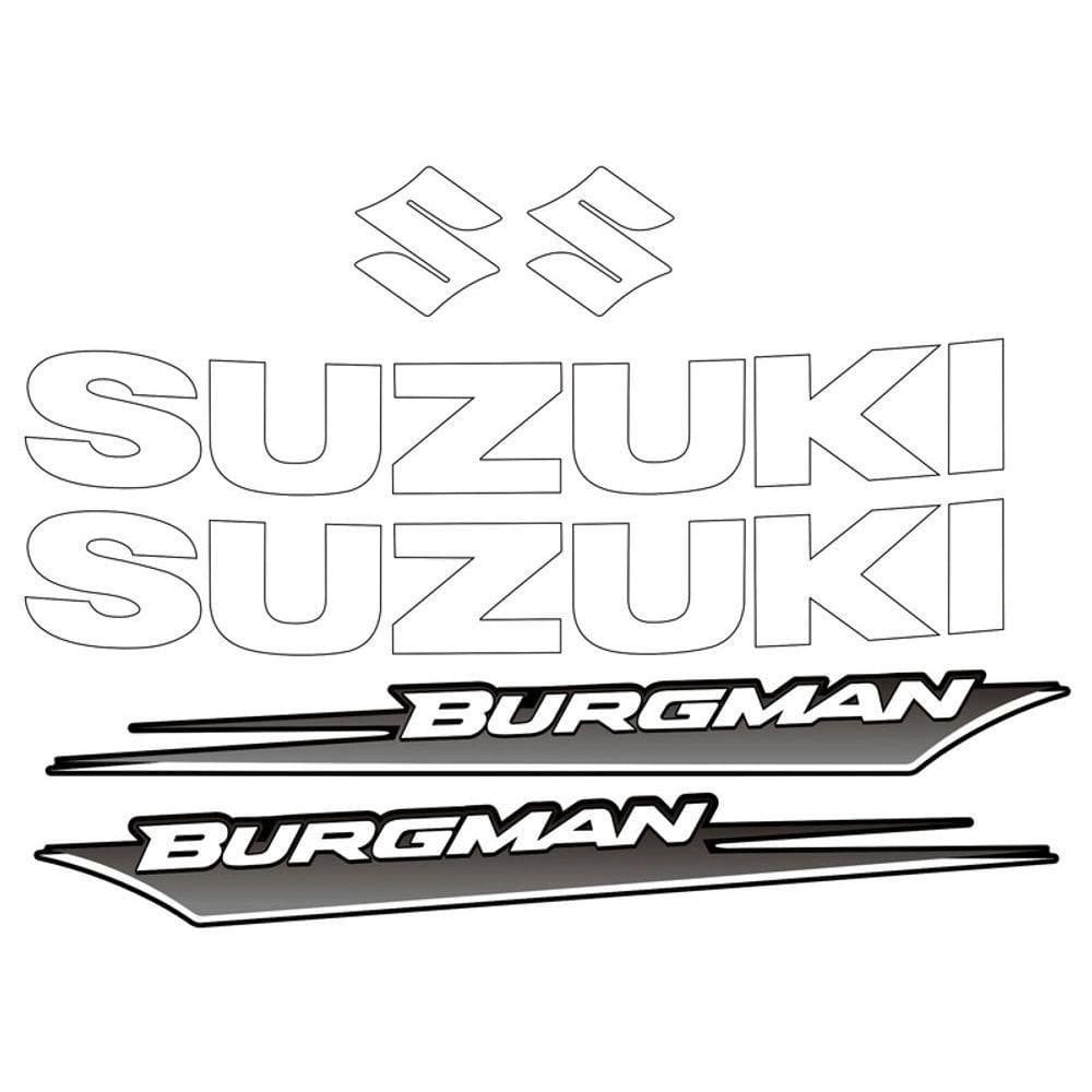 Kit Jogo Emblema Adesivo Suzuki Burgman 2005 A 2009 Branco Branco