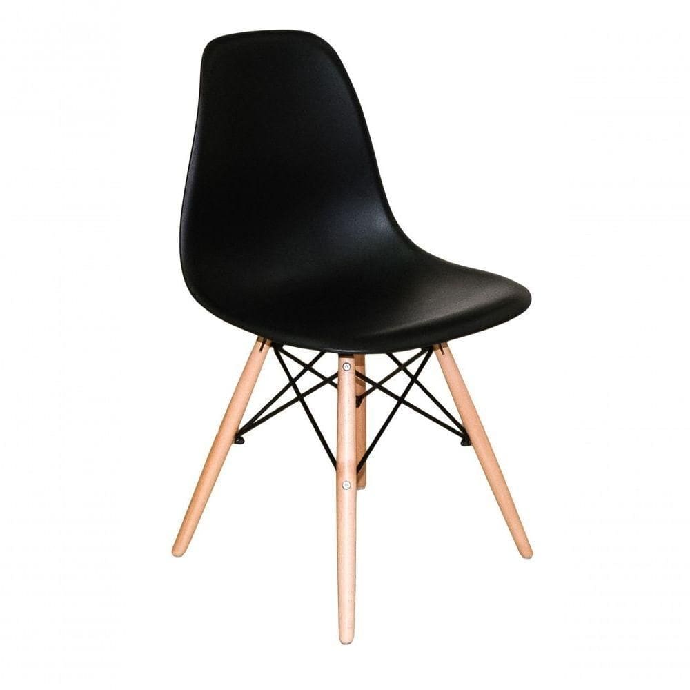 Cadeira Eames Base De Madeira - Preta