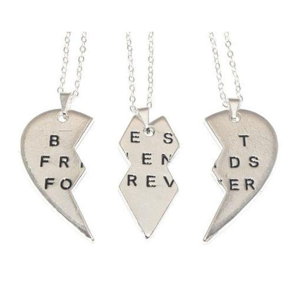 Colar Best Friends Sempre Amigas Amizade Folheado 3 Pçs B27