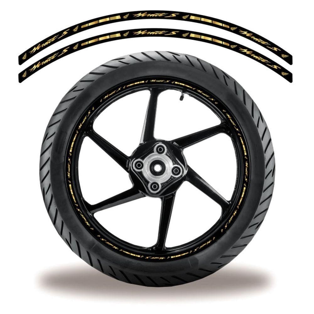 Friso De Roda Adesivo Refletivo Moto Hornet Dourado Dourado