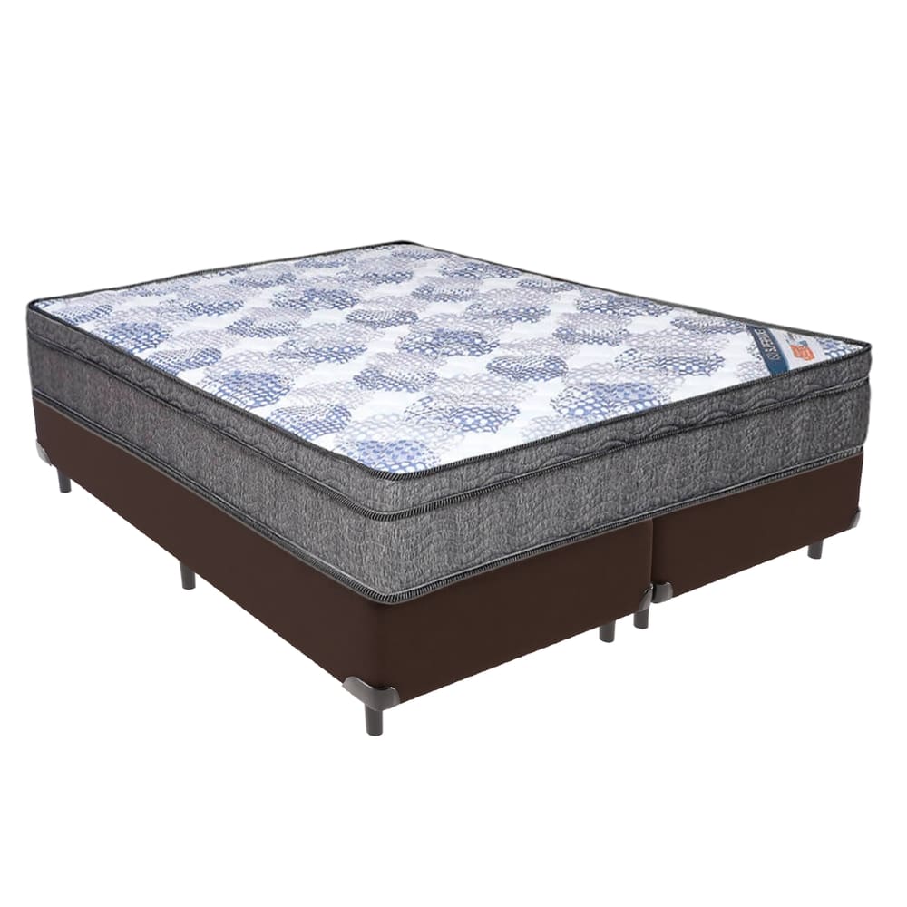 Cama Box Queen Marrom Colchão Ortobom ISOSuperpocket