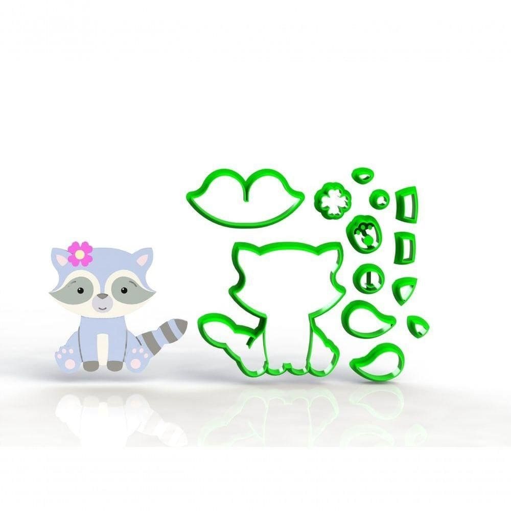 Cortador Guaxinim Corpo Mod 2 Do Bosque Encantado Floresta Tamanho 7 Cm