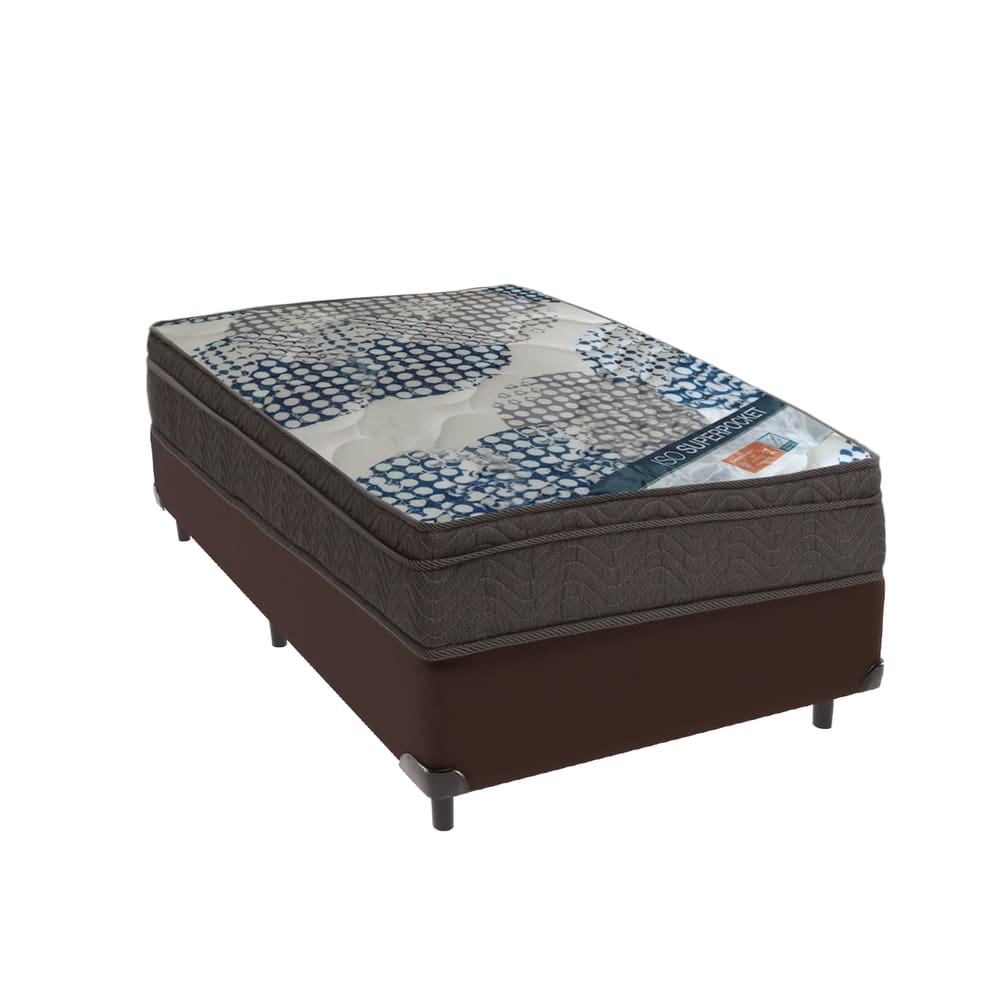 Iso Super Ortobom E Base Marrom Solteiro Molas Pillow